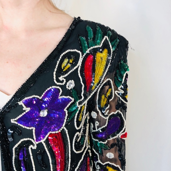 Vintage Nina Couture Beaded Sequin Jacket 0448 - Picture 5 of 7